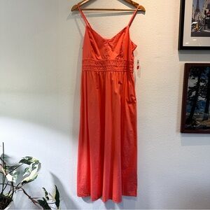 Old Navy Coral-Orange Maxi Dress with Smocked Waist